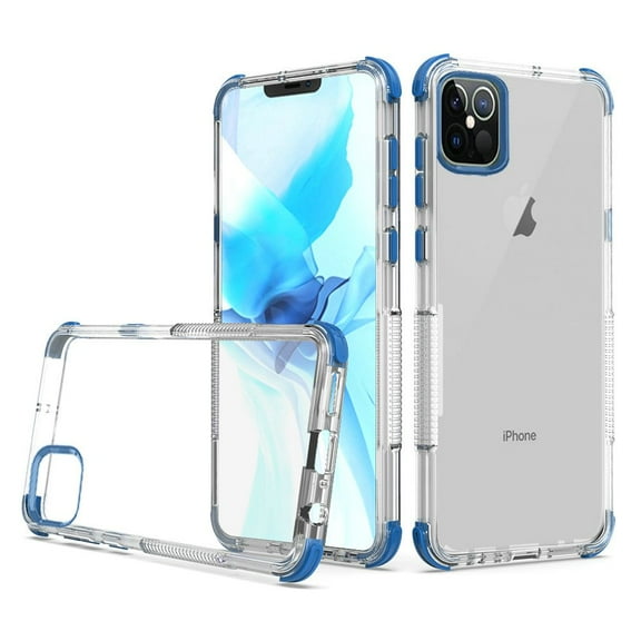 Apple iPhone 12 Pro Max (6.7") Case Hybrid Crystal Clear Back PC Shockproof TPU Rubber Slim 4 Corner Bumper ,Xpm Phone Cover for iPhone 12 Pro Max - Blue