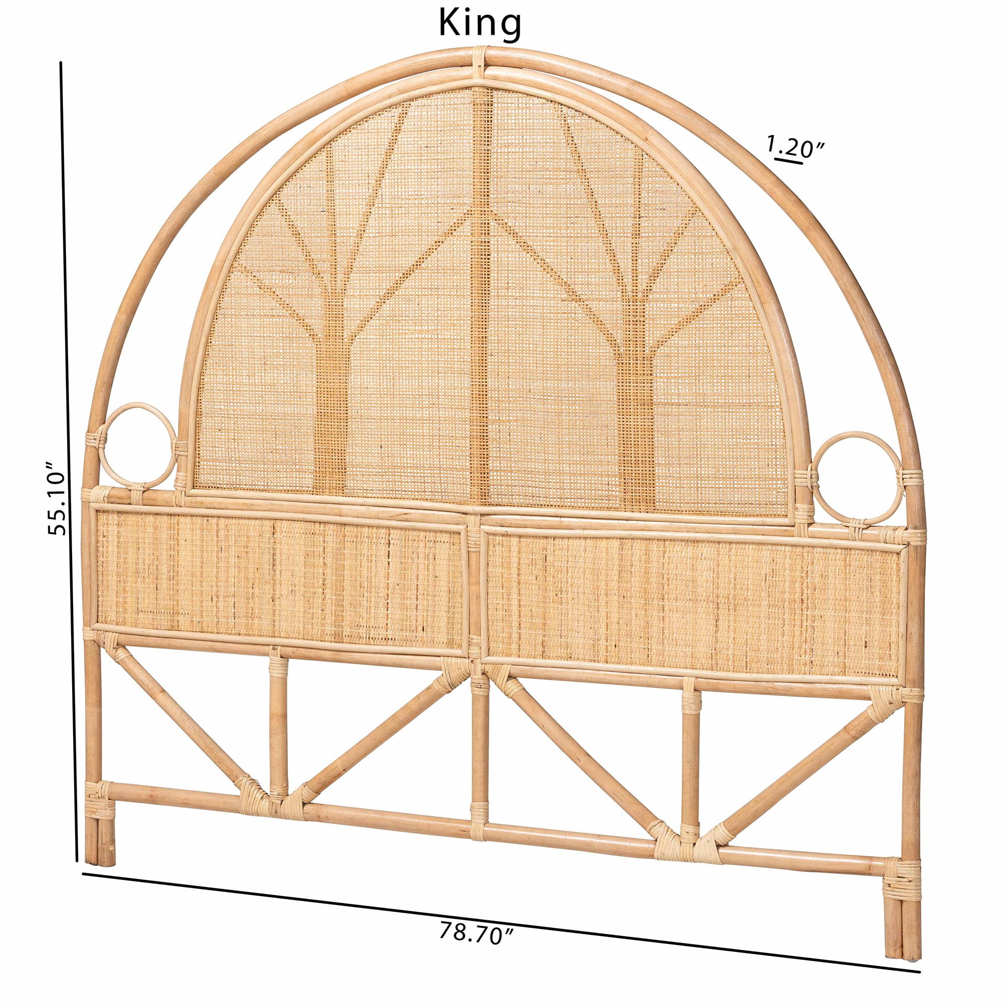 bali & pari Kang Boho Standalone Headboard, Queen, Natural Rattan