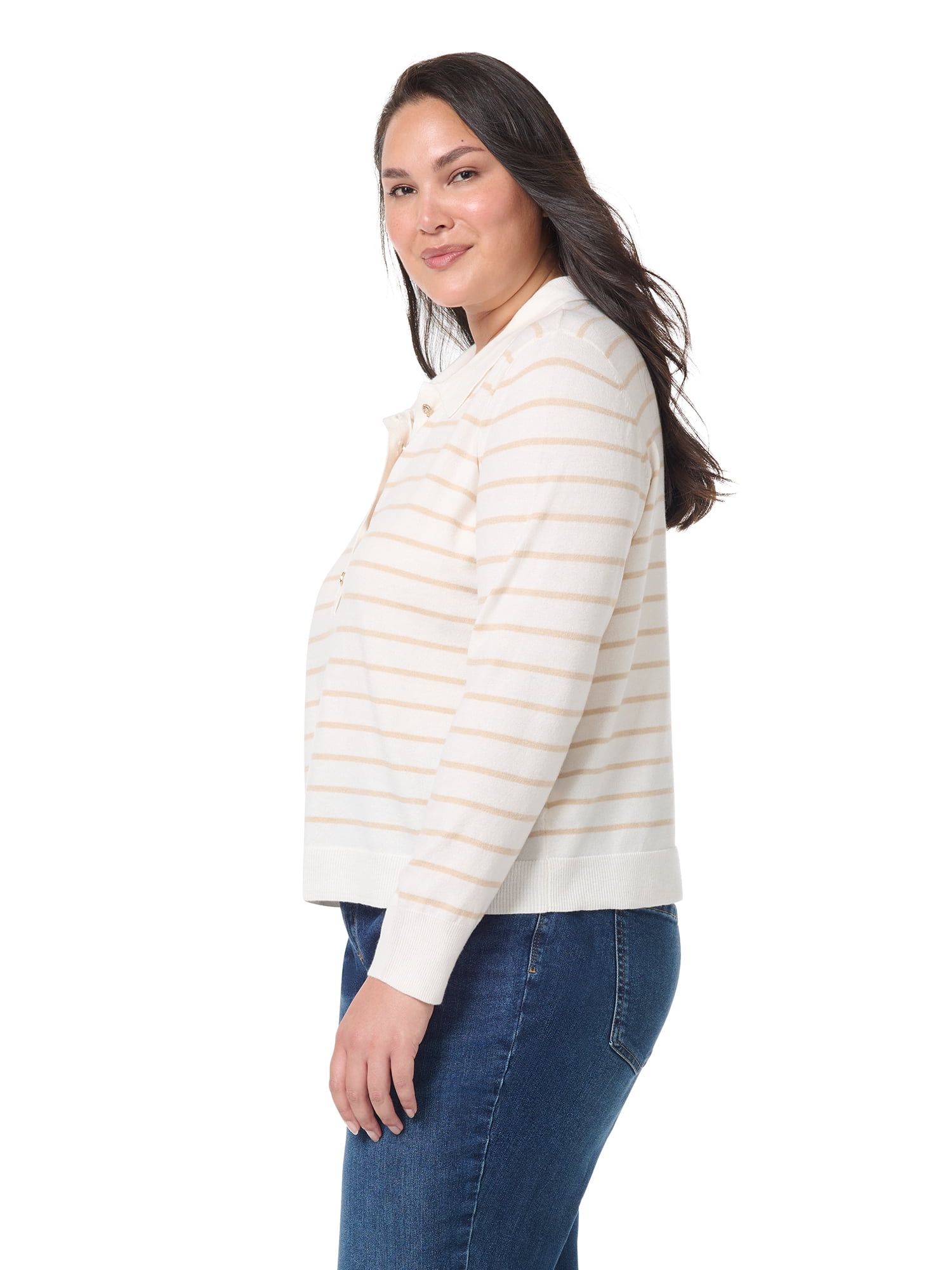 Gloria Vanderbilt Swan Series Women's Plus Polo Sweater, Sizes 0X-4X