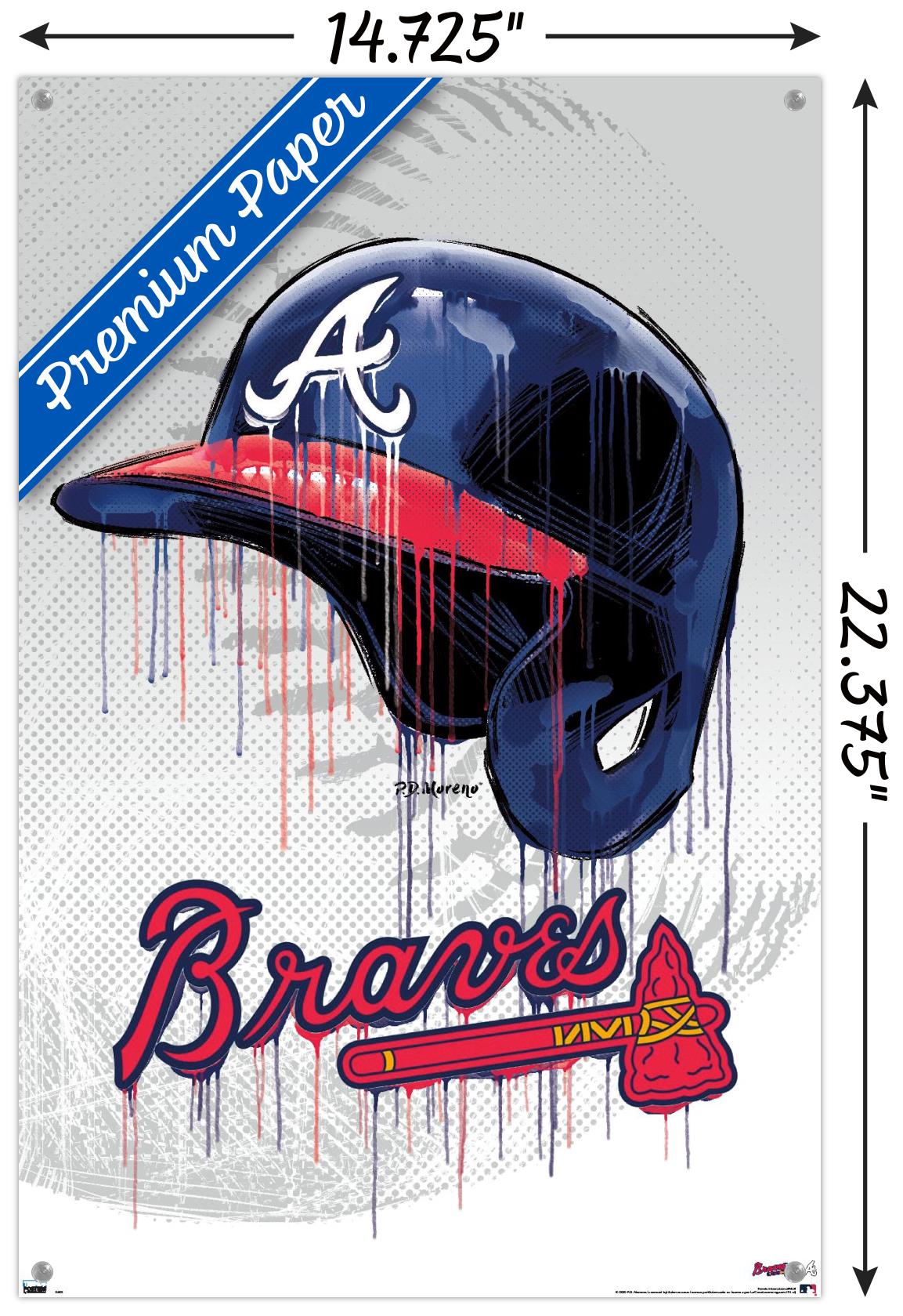 MLB Atlanta Braves - Drip Helmet 20 Wall Poster with Push Pins, 14.725" x 22.375"