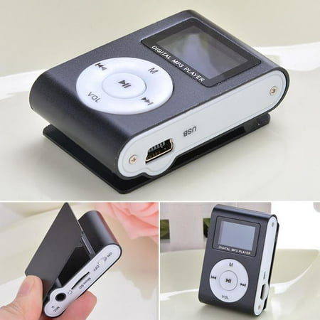 - Mini Clip Metal MP3 Music Player With LCD Screen Support 32GB TF Card Slot