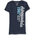 thumbnail image 1 of Aeropostale Womens 1987 SS Graphic T-Shirt, Azul, Small Aeropostale Camiseta gráfica, 1 of 1