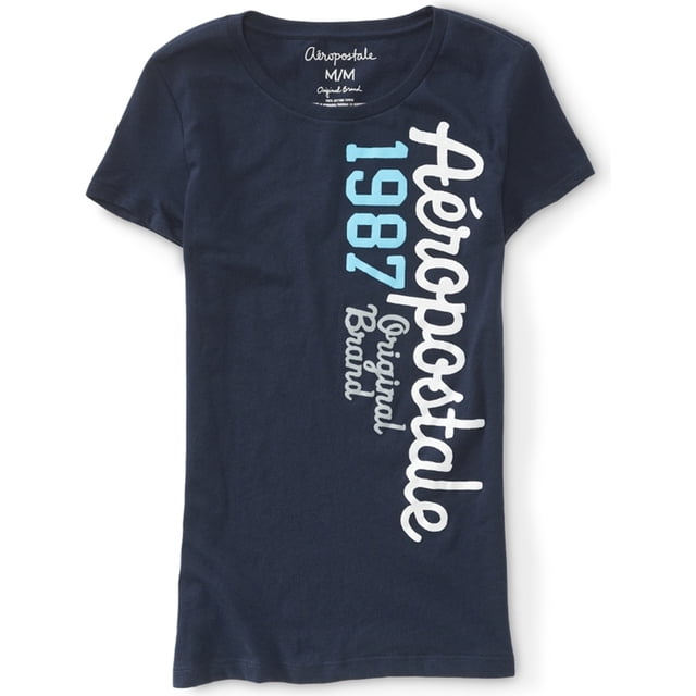 Aeropostale Womens 1987 SS Graphic T-Shirt, Azul, Small Aeropostale Camiseta gráfica
