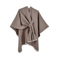 thumbnail image 2 of Domuza Cross Front Shawl Wraps for Women Soft Warm Wedding Travel Shawls Poncho Sweater Cape Khaki, 2 of 3
