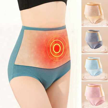

Jiaroswwei Women Winter Underpants Flower Print Belly Control Elastic Thermal Seamless Keep Warm Butt-lifted Thicken Anti-septic Self-heating Briefs for Daily Wear