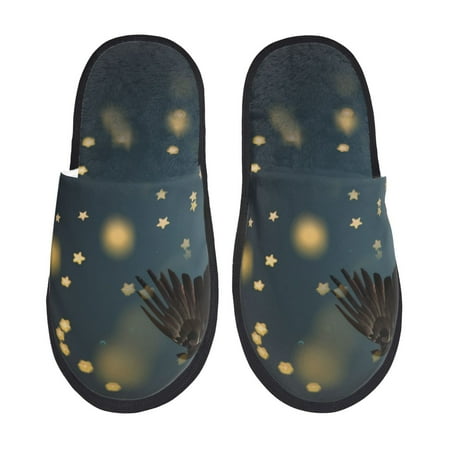 Balery North American Bald Eagle Slient Indoor Furry Fleece Comfort House Shoes Soft Non-Slip Home Shoes Cotton slippers House Slippers-- Large