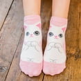 thumbnail image 2 of TIEVOSA Chaussettes Mignonnes pour Dames et Filles avec Dessin Animé de Trois Petits Animaux Chat (Rose), 2 of 4