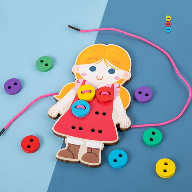 juguetes educativos Montessori, material didáctico, de cordones, ropa de juguete, enhebrado , , aprendizaje, - yotijar Juguetes de botones de enhebrado
