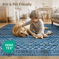 thumbnail image 4 of ODIKA 6'x9' Washable Area Rug Solid Boho Design With Subtle Diamond Border And Accent Motifs for Family Room, Living Room, Master Bedroom, Non-Slip, Easy Care, 4 of 7