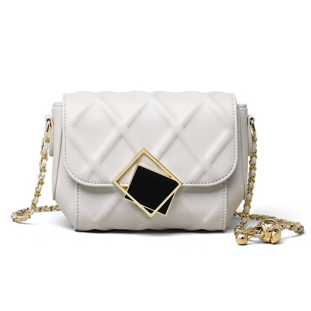 Bolso bandolera de diseñador mini con cadena acolchada, bolso de hombro para mujer, bolso de mano blanco:;:;