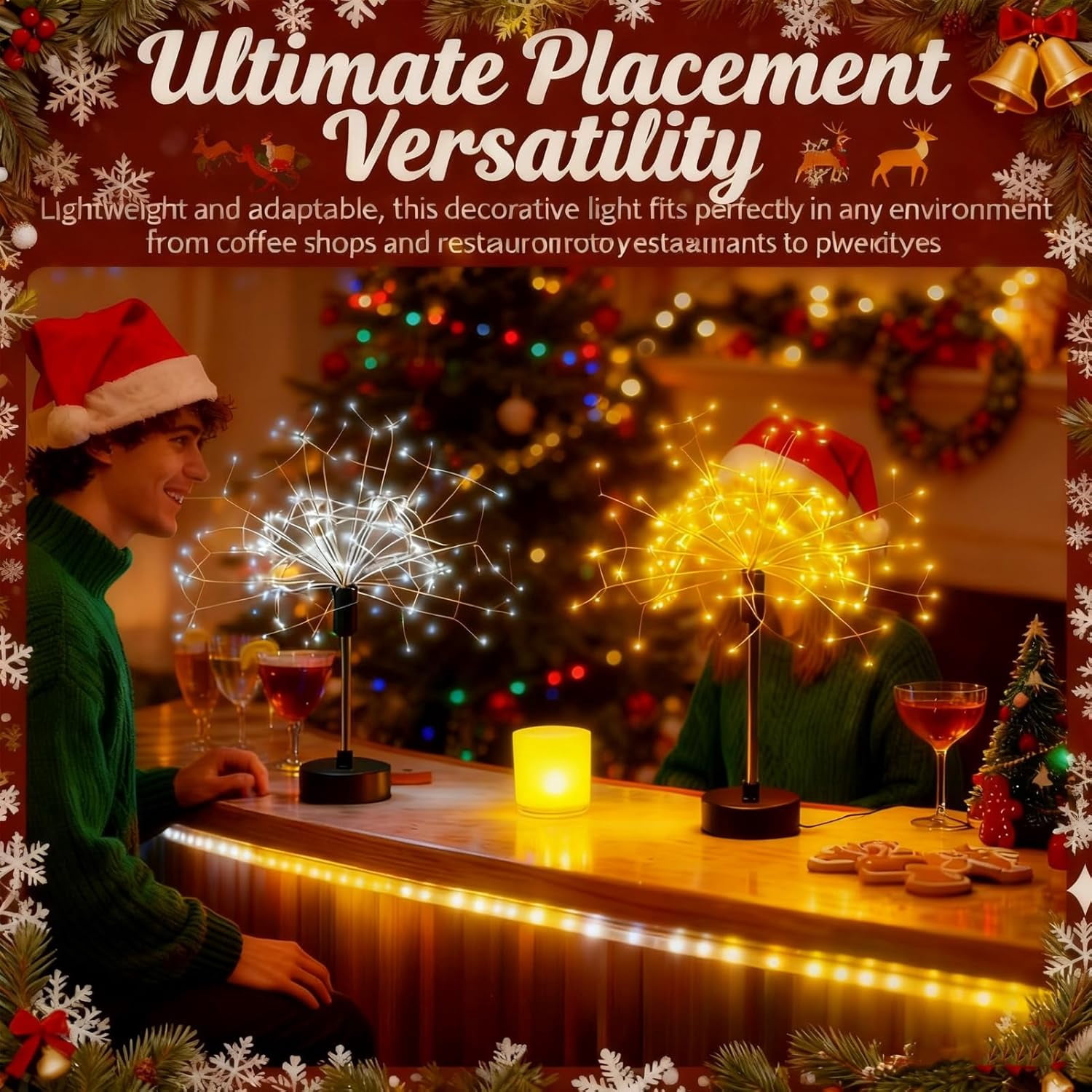 Guvpev 6Pcs Nest and Flowers Table Lamps, Mini Table Starburst Lights, Warm White LED Fireworks Lights, Christmas Table Centerpiece Lights, Decorative Dandelion Creative Lamp Xmas Party Indoor Decor