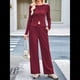 thumbnail image 4 of Conjunto de Chándal de 2 Piezas para Mujer, con Pantalones Acampanados de Yoga y Mangas Largas, Estilo Casual, A Juego. Vino Tinto L, 4 of 9