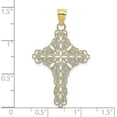 thumbnail image 4 of 14K Yellow Gold White Enamel Filigree Cross Charm - 31.9mm, 4 of 6
