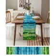 thumbnail image 3 of ERUNPONLY Blue Green Table Runner - 72 Inch Long Gradient Watercolor Modern Abstract Art Cotton and Linen Blended Dress Scarves Farmhouse Table Runner for Kitchen Dining, Coffee Table, 16"x72", 3 of 8