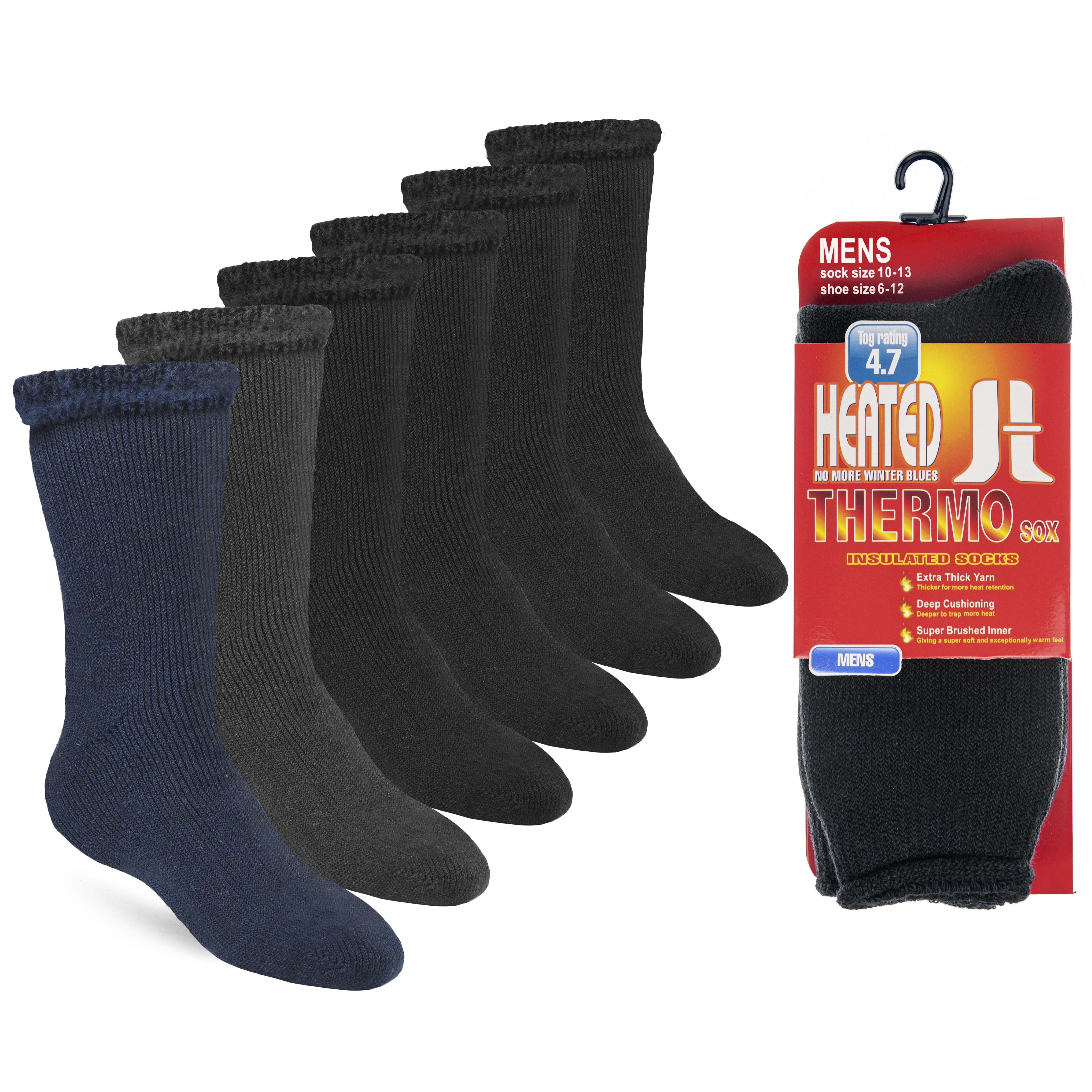 Pack of 6 Mens Wool Socks Winter Warm Thick Socks for Men 