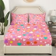 thumbnail image 3 of YST Colorful Geometry Bed Sheets Set Abstract Geometric Sheet Set Twin Size Girly Love Heart Print Sheets for Kids Pink Princess Flat Fitted Sheet with 1 Pillowcase, 3 of 5