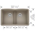 thumbnail image 5 of Blanco Ka-442074 Diamond 32" Drop In Double Basin Granite Composite Kitchen Sink -, 5 of 7