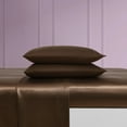 thumbnail image 6 of Betsey Johnson Solid Satin Espresso Brown Full Sheet Set, Silky Satin Bedding, Machine Washable, 6 of 7