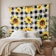 thumbnail image 3 of Summer Sunflowers Small Tapestry for Bedroom Wall Hanging Tapestry, Pastoral Black Plaid Farmhouse Ceiling Backdrop Tapestries Poster Blanket Wall Decor for Teens Room Living Room Dorm 23" x 28", 3 of 8