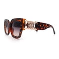 thumbnail image 6 of Womens Diva Oversized Thick Temple Jewel Hinge Fashion Plastic Sunglasses Tortoise - Black Beige, 6 of 8