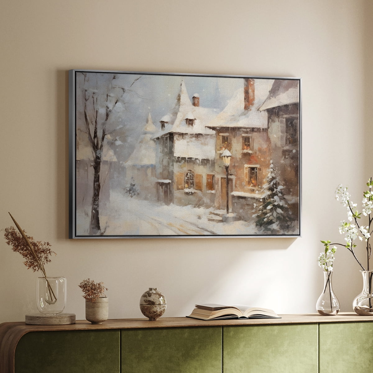 Vintage Landscape-CCXX By Wexford Home Framed in Silver Wood Gallery Wrapped Canvas 17 in. x 25 in.