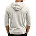 thumbnail image 4 of Men's Breathable 3/4 Sleeve Hoodie Shirts V Neck Drawstring Casual Daily Lightweight Athletic Hooded Tops Light Gray 2XL, 4 of 7