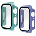 thumbnail image 1 of 2 Pack PC Case with Tempered Glass Screen Protector Compatible with Apple Watch Series 3 Series 2 42mm, HD Overall Shockproof Protective Cover for iWatch original blue and purple, 1 of 5