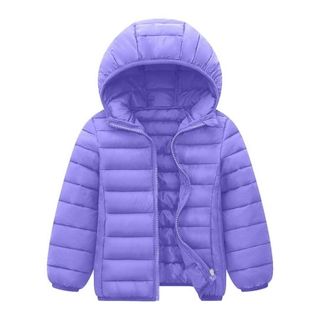 Toddler Winter Coat Kids Puffer Coat with Pocket Zip up Hooded Coat Solid Long Sleeve Windproof Child Down Jacket for Boys 11-12 Years