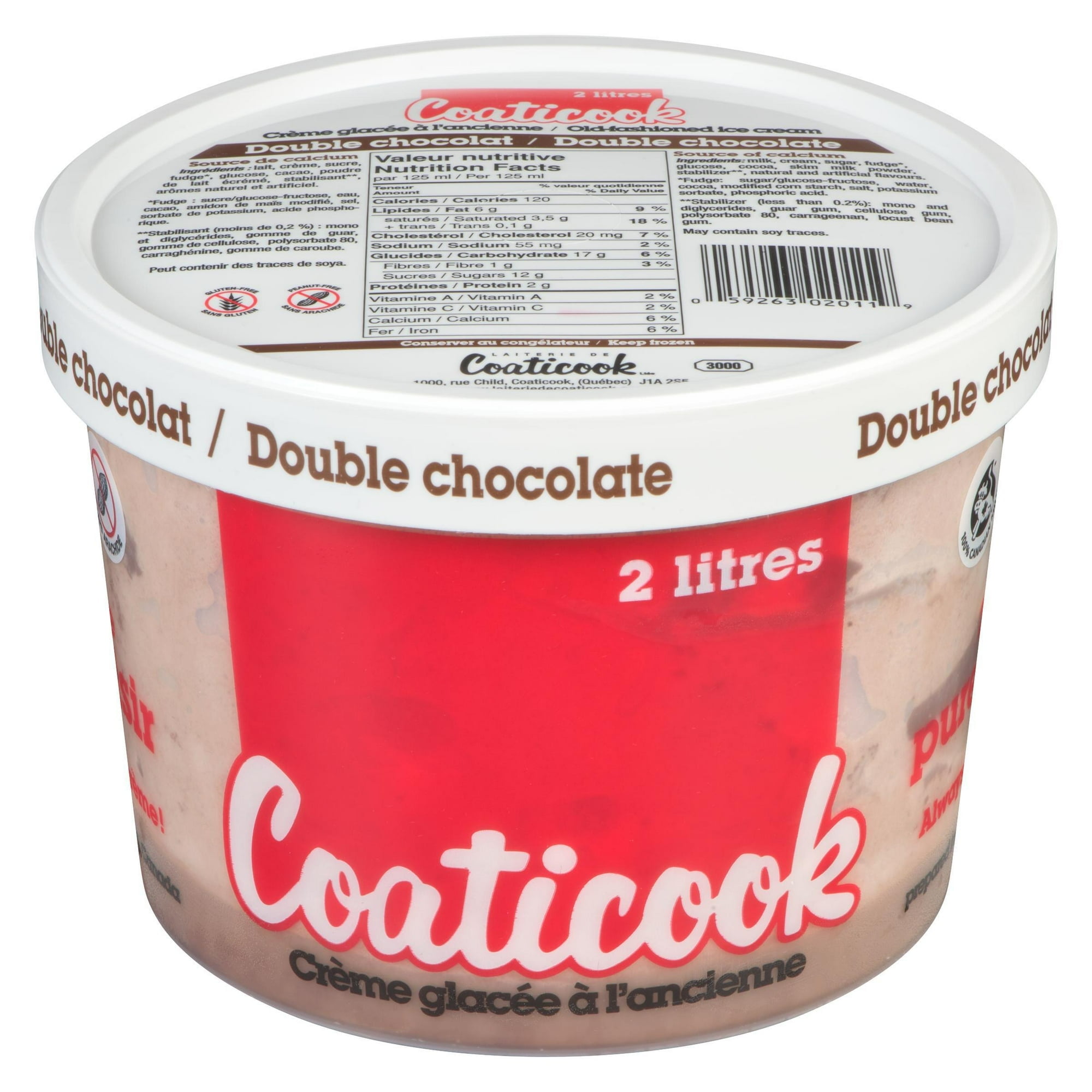 Coaticook Double Chocolate Ice Cream, 2 L