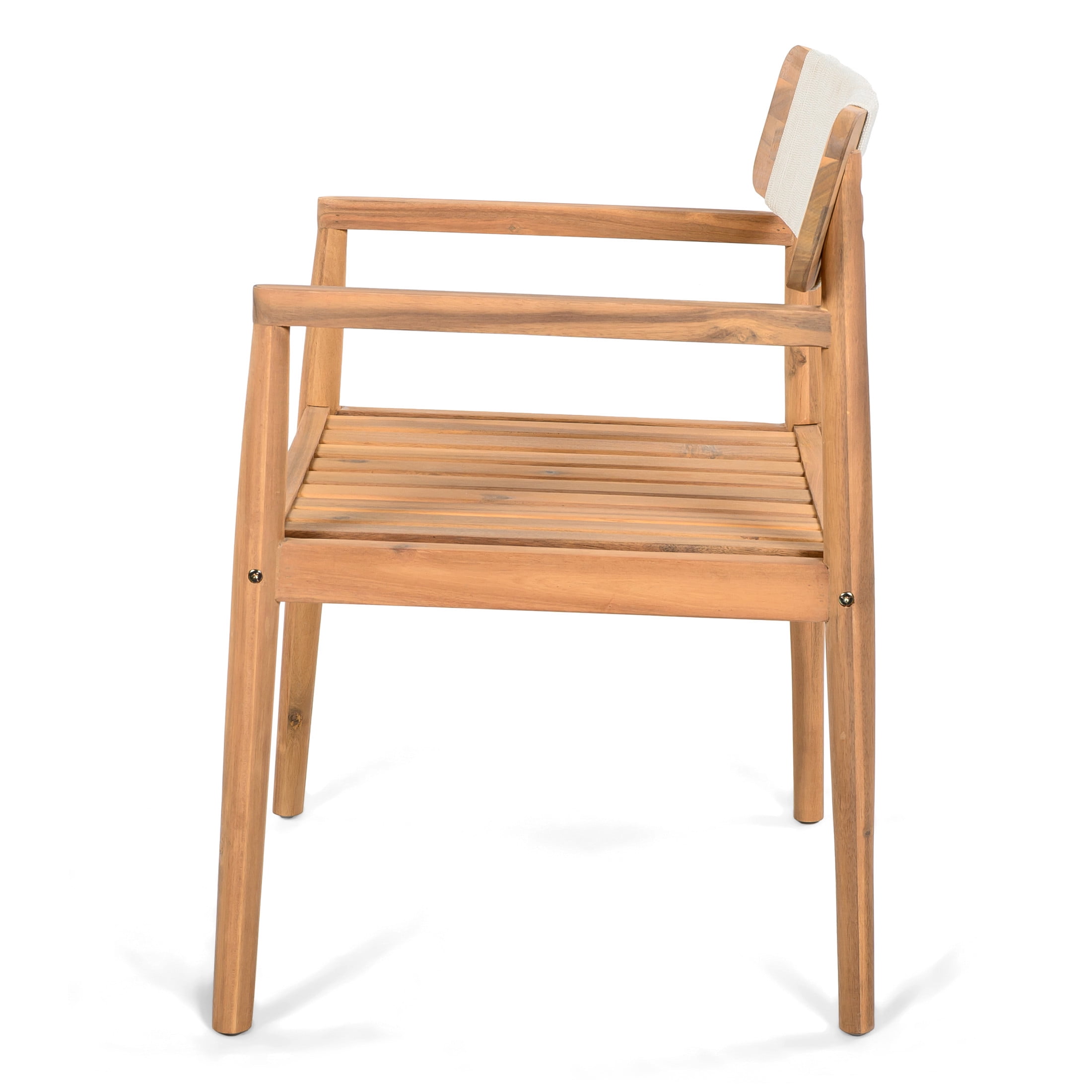 Christopher Knight Home Coastal Wood Outdoor Dining Chair with Rope Weave Backrest, White, Set of 2