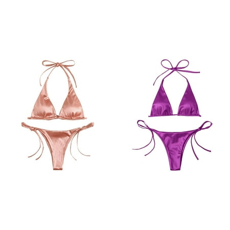 (2-Pack) Kcodviy Women Bandeau Bandage Bikini Top Set Push Up Brazilian Women Bikinis Swimwear Beachwear Swimsuit Women s Bikini Swimsuits Bikiniwear