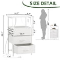 thumbnail image 3 of Eunos Small Nightstand with Charging Station and LED for Bedroom, 3 White Drawer Dresser with Storage Shelfs, 3 of 8