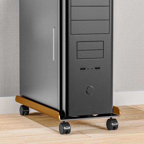ETEREAUTY Black Metal Computer Tower Floor Stand with Smooth Rolling Wheels and Enhanced Heat Dissipation for Office and Home Use
