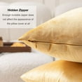 thumbnail image 3 of UlikTree Velvet Throw Pillow Covers 2 Pack - Soft Cushion Cover for Sofa Couch Decorative Square Pillowcase, Solid Modern Style Accent Pillows Covers with Zipper 22x22 Inches Gold, 3 of 7