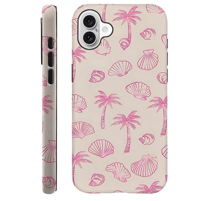 Funda de teléfono DAIZAG para iPhone 16, conchas rosas, palmeras