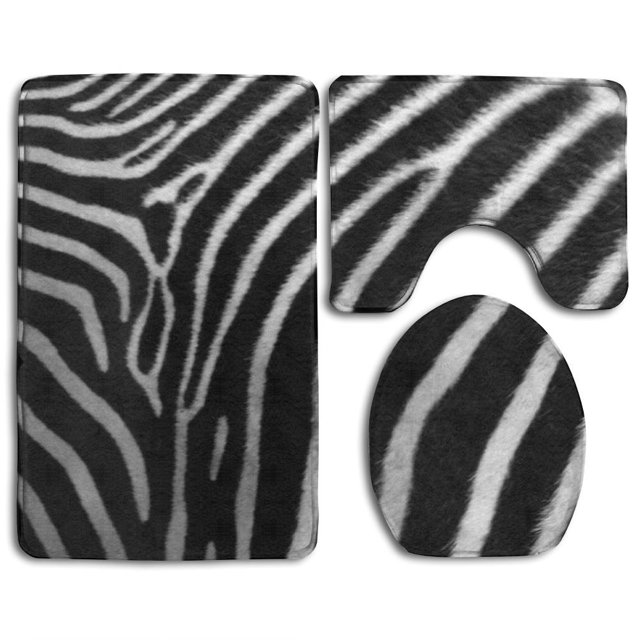 Juego de alfombras de baño ABPHQTO Piel de cebra blanca negra 3 piezas