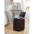 thumbnail image 1 of Designs4Comfort Ottoman de Rangement Rond en Cuir Synthétique Espresso, 1 of 8