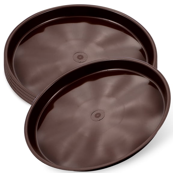 ADDHAT Coffee Brown Plastic Flower Pot Saucers Set for Indoor Plants, Water Catch Trays, Lightweight and
