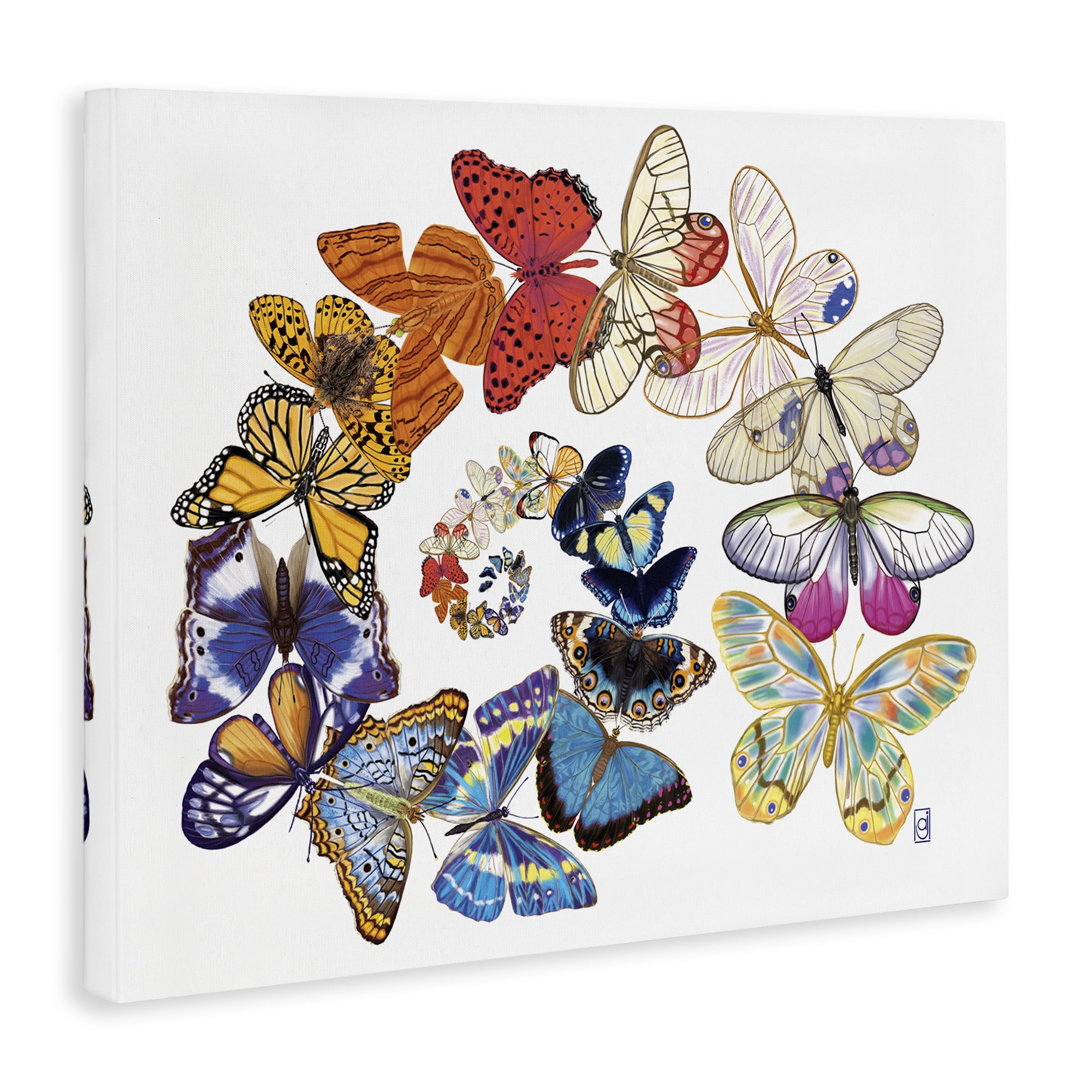 Stupell Industries Flying Butterfly Spiral Animals Painting Wrapped Canvas Art Print Wall Art, 40 x 30