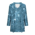 thumbnail image 4 of Cilsoka Womens Sequin Tops 3/4 Sleeve Sparkly Shirt Casual V-Neck Tshirt Fashion Glitter Party Blouses Dressy Casual Concert Disco Outfits, 4 of 5