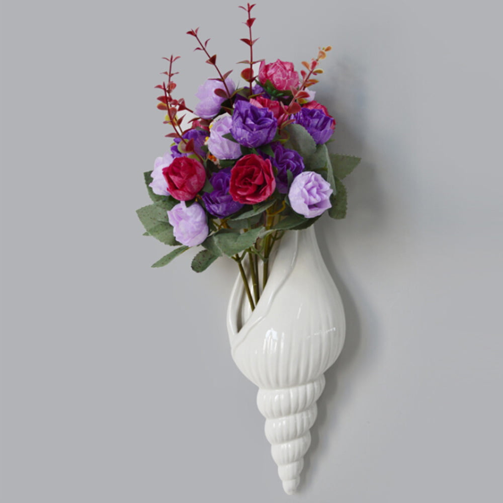 Ceramic Sea Shell Conch Flower Vase Porcelain Home Wedding Gift Wall Decor Art 