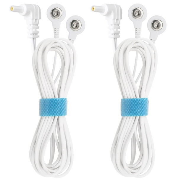 Cables de electrodos de repuesto blindados Belifu de 2,35 mm para TENS, conexión estándar, cable de 3,5 mm con cierre a presión para estimulador muscular TENS EMS (paquete de 2)