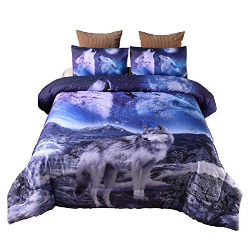 Holawakaka Moon Wolf Comforter Set Kids, Wolf Duvet Cover South Africa