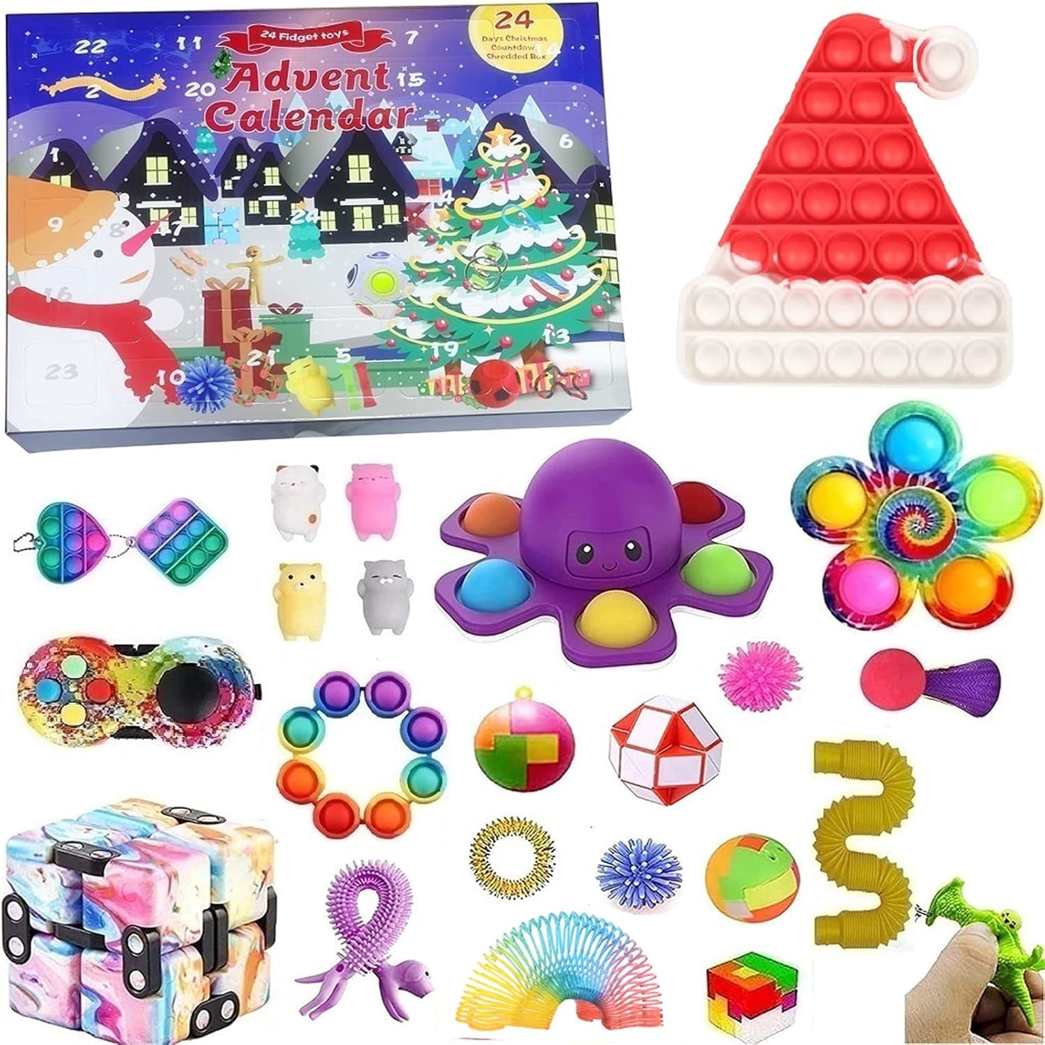 Calendrier de l'Avent 2025 pour enfants, calendrier de l'Avent surprise de 24 jours, cadeaux de fête de Noël, jouets sensoriels, cadeaux surprise pour garçons, filles, adolescents