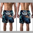 thumbnail image 3 of luoweisi Men's Beach Shorts Quick Dry Swim Trunks with Mesh Lining Cartoon Owl M, 3 of 5