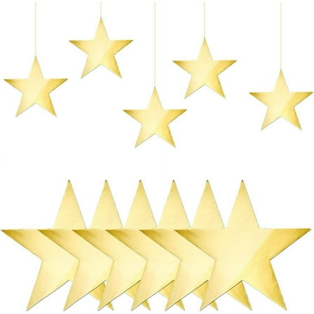 80Pcs 6 Inch Gold Star Cutouts Cardboard Stars Decorative Cutout Double Sided Star Paper Cut Outs Decoration for Bulletin Board Classroom Wall Party Movie Night Party DIY Crafting Supplies Gold