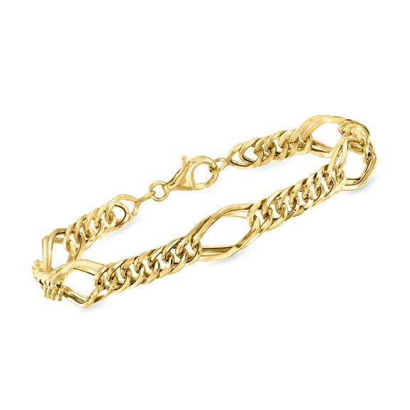 Ross-Simons 14kt Yellow Gold Geometric Oval-Link Bracelet, Women's, Adult