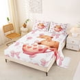 thumbnail image 2 of Erosebridal 3D Cartoon Capybara Full Size Sheets For Kids,Pink Floral Bed Sheets For Cute Animals Lover 4-Piece, 2 of 6