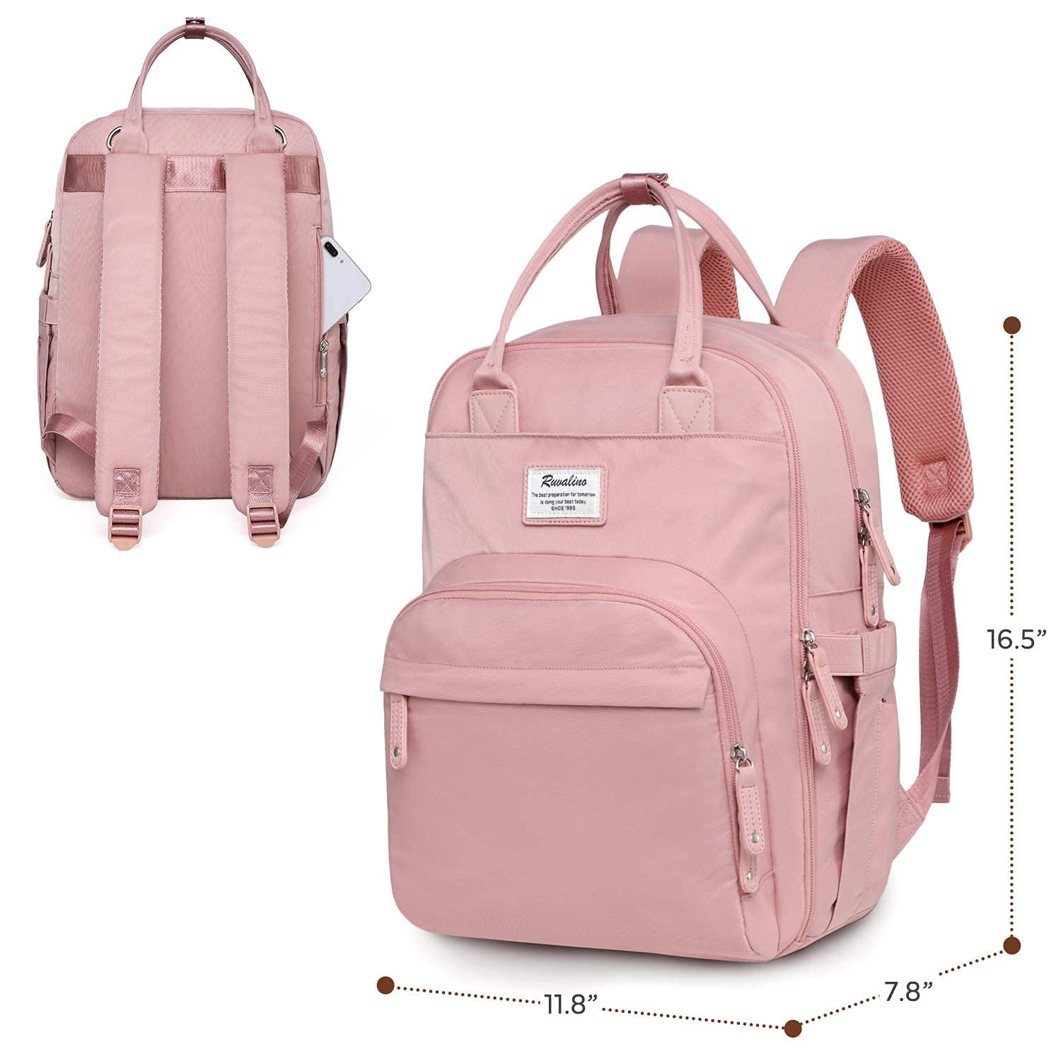 Ruvalino Baby Diaper Backpack for Infants and Toddlers, Large Capacity Travel Organizer with Insulated Bottle Pockets, Waterproof, Pink
