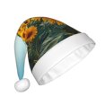 thumbnail image 2 of Fuzoiu Sunlit Sunflower Field Print Santa Hat Christmas Hat for Adults,Santa Hats with Pompom, Unisex Xmas Holiday Hat for Christmas New Year Festive Party Supplies, 2 of 6